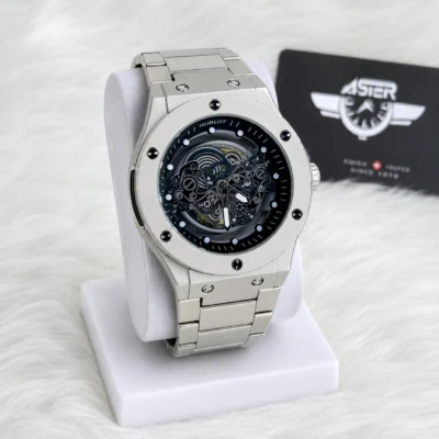 Premium Mechanical Look Watch Silver Black